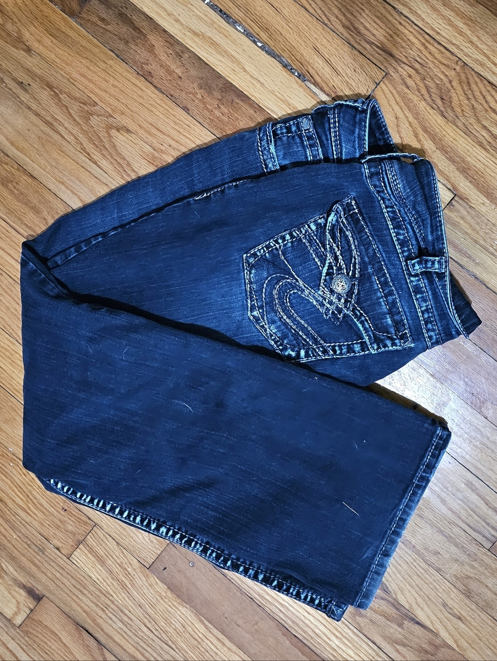 Dark Wash Straight Leg Silver Jean